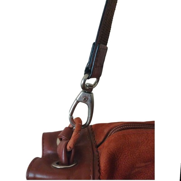 John Cole Womens Brown Suede Full Grain Leather Hobo Western Saddle Bag Purse - Picture 8 of 12